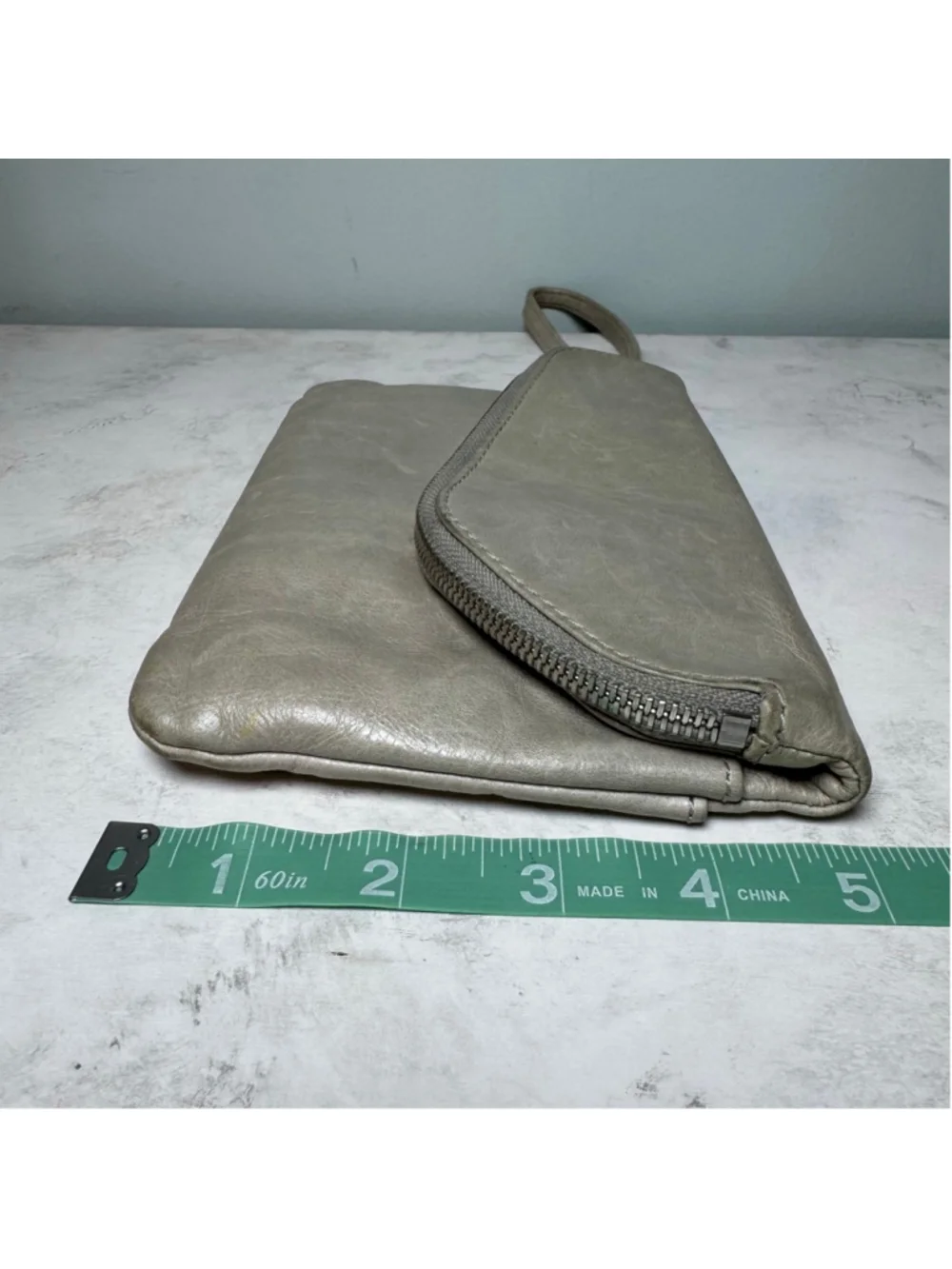 Women's Hobo Daria Leather Shoulder Bag Clutch Small Taupe Silver